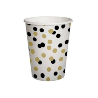 Kubek papier. 250ml  op.10 szt. (12) powl.- Confetti czarno-złote PC1000509      plastic free