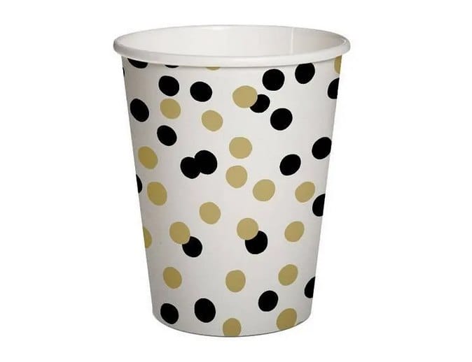 Kubek papier. 250ml  op.10 szt. (12) powl.- Confetti czarno-złote PC1000509      plastic free