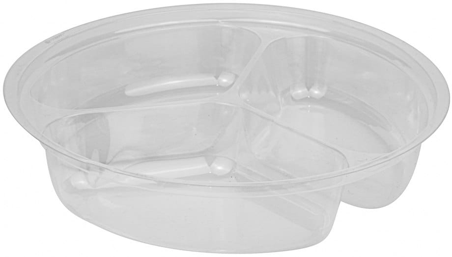 Poj. na sałatkę PET okrągły 3x150ml trójdzielny  op.50szt. (8) 8010PET