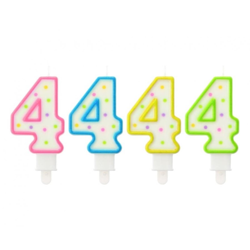 Świeczki cyfry - z kropeczkami  4 