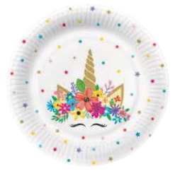 TALERZ PAPIER.23cm  op.10 szt. nadruk Unicorn Party   PAW  (12)  PPL1003400