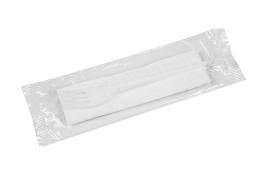 Zestaw sztućców biały - widelec + serwetka  op.350 szt.  AT