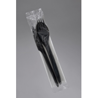 Zestaw sztućców czarny - widelec + nóż + łyżka + serwetka  op.350 szt.  AT