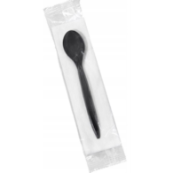 Zestaw sztućców czarny - łyżka + serwetka  op.350 szt.  AT