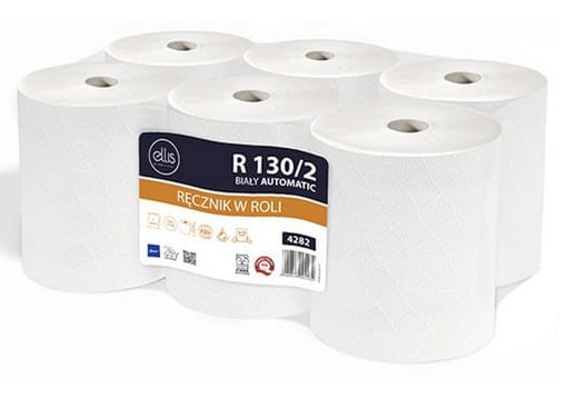 Ręcznik automatic biały śr.19cm celuloza 2-warst. R130/2 Ellis Prof.130m   op.6 rolek