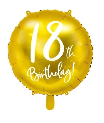 Balon foliowy  18th Birthday; 45cm - złoty
