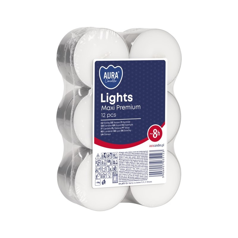Świeczki - podgrzewacz  op.12 szt. (18) Aura duże