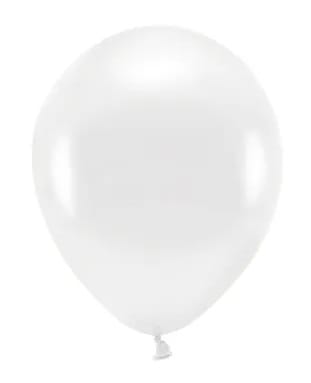 Balon 26cm  op.10 szt. Eco; metalizowany, biały