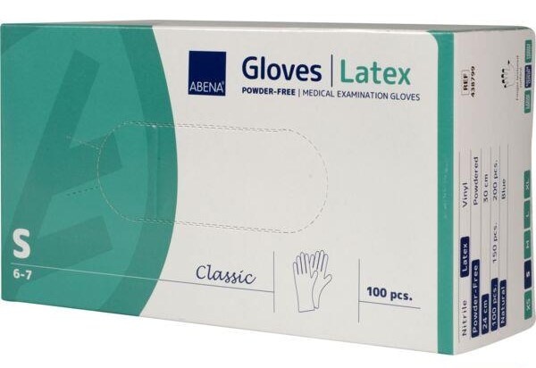 RĘKAWICE LATEX  S   op.100 szt. bezpudrowe 438799