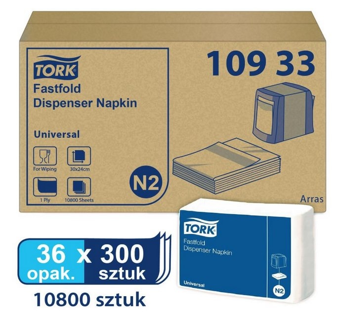 Serwetki do dyspens. do sys.  N2 - Tork 25x30cm  op.10800 szt. 10933