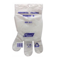 Rękawice foliowe HDPE  op.100 szt.  M   na zawieszce *P*