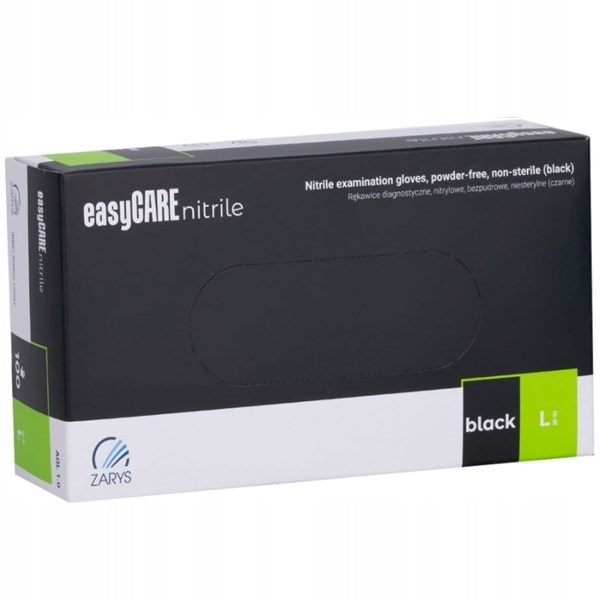 Rękawice Nitrylowe  L  a'100 bezpudrowe, czarne   easyCare