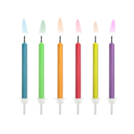 Świeczki urodzinowe; kolorowe płomienie  op.6 szt.
