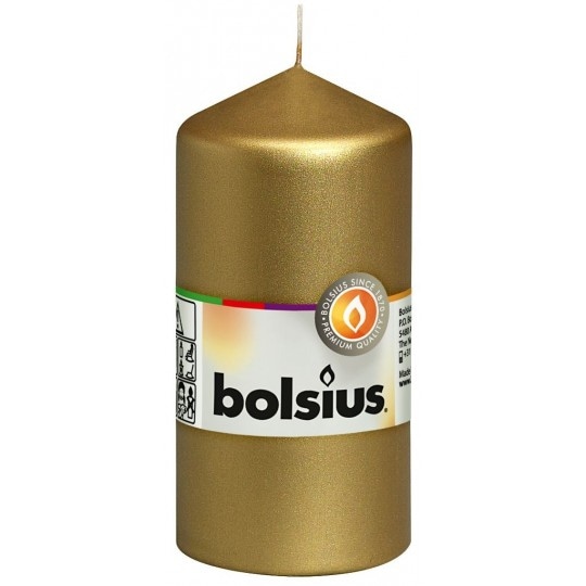 Świeca walec  58/120 Bolsius - złota