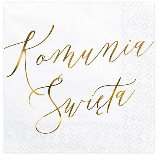 Serwetki - Komunia święta  33x33cm  op.20 szt.  złoty napis
