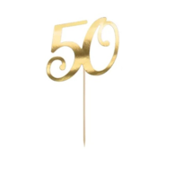 Topper na tort;  50 - złoty, 20,5cm