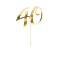Topper na tort;  40 - złoty, 20,5cm