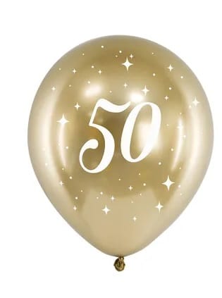 Balon 30cm  op.6 szt. 50 Glossy, złoty