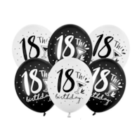 Balon 30cm  op.6 szt. 18th! Birthday