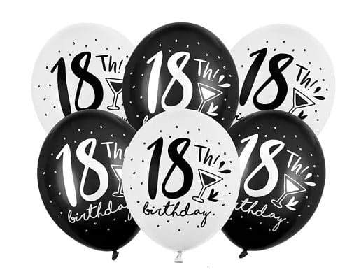 Balon 30cm  op.6 szt. 18th! Birthday