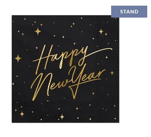 Serwetki - Noworoczne  33x33cm  op.20 szt.  czarne, Happy New Year