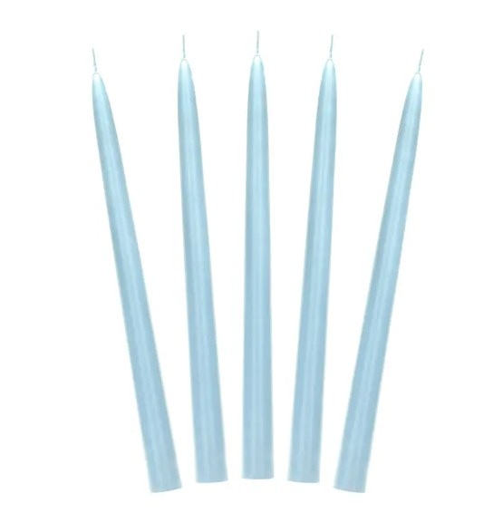 Świeca stożkowa, matowa;  błękitna  op.10 szt.