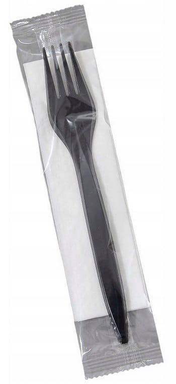 Zestaw sztućców czarny - widelec + serwetka  op.350 szt.  AT REUSE **