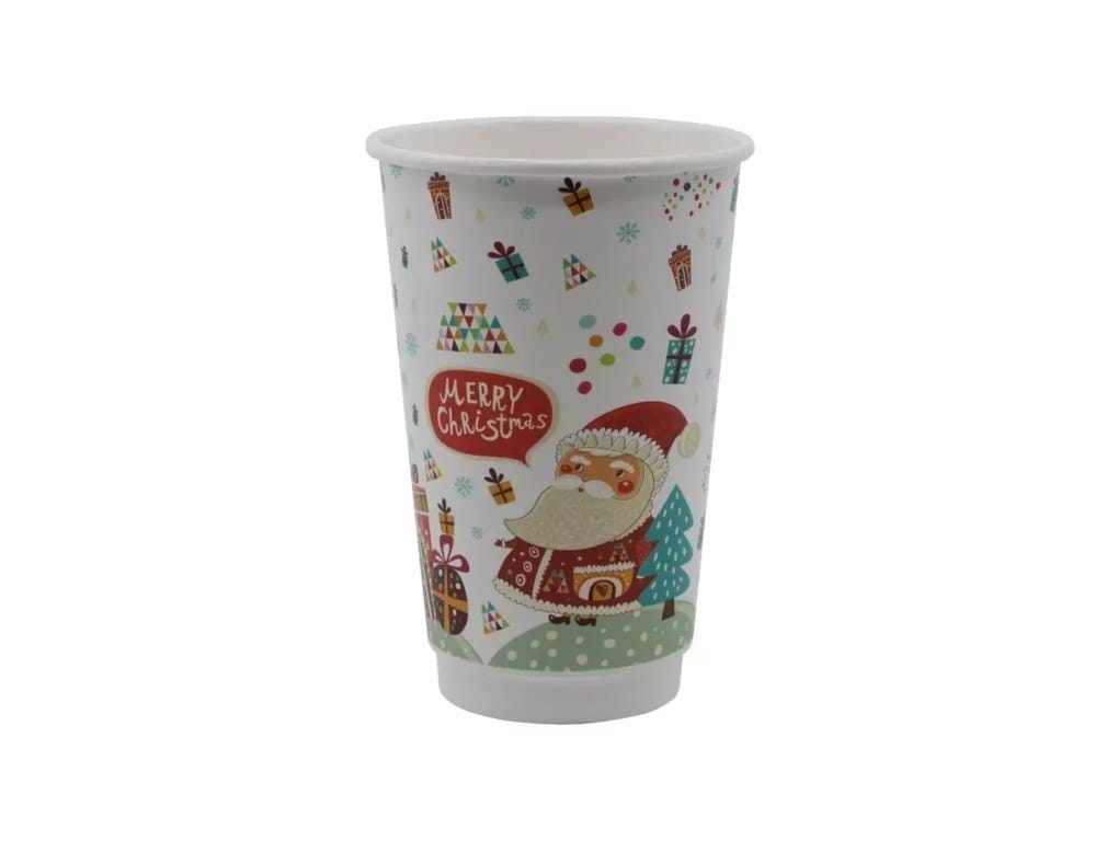 Kubek papier. 2-ściankowy  Boże Narodzenie/Mikołaj  400ml  op.20 szt. (20) śr.90mm powl.