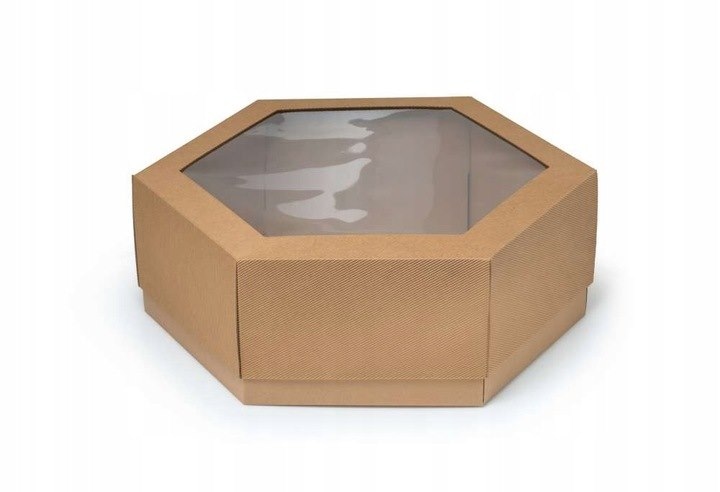 Pudełko 45x45x17cm brązowe z oknem sześciokąt (kpl dół+góra) karbowane **