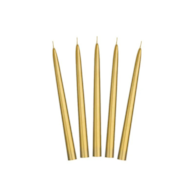 Świeca stożkowa, metalizowana;  złota, 24cm  op.10 szt.