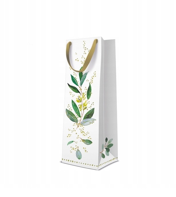 Torebka ozdobna Komunia święta 12x37x10cm - Golden Eukaliptus, butelka