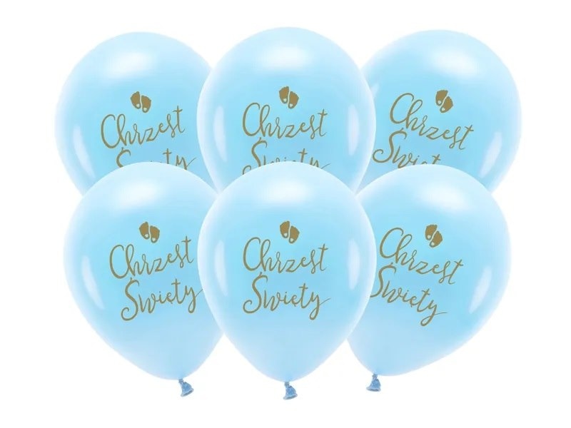 Balon Eco 33cm  op.6 szt. Chrzest święty, błękitny