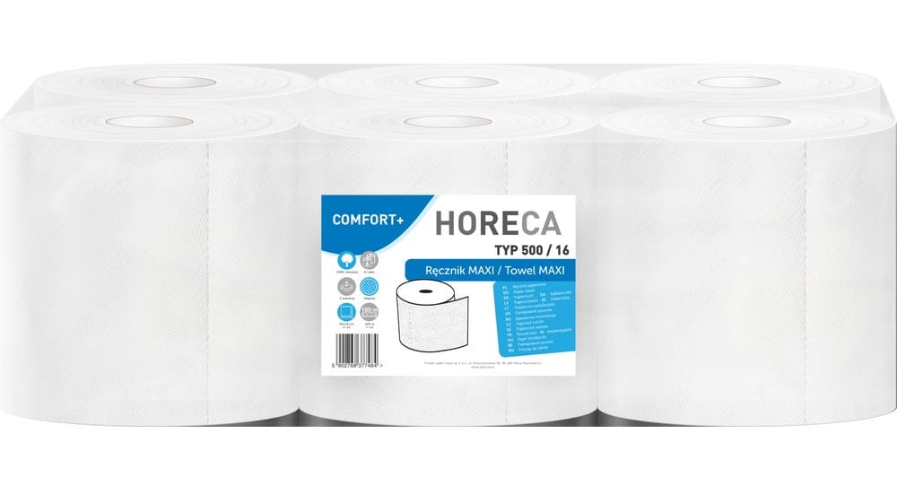 Ręcznik Maxi 19 Biały; celuloza 2-w. 100m  op.6 szt.   Horeca Comfort+ 500/16