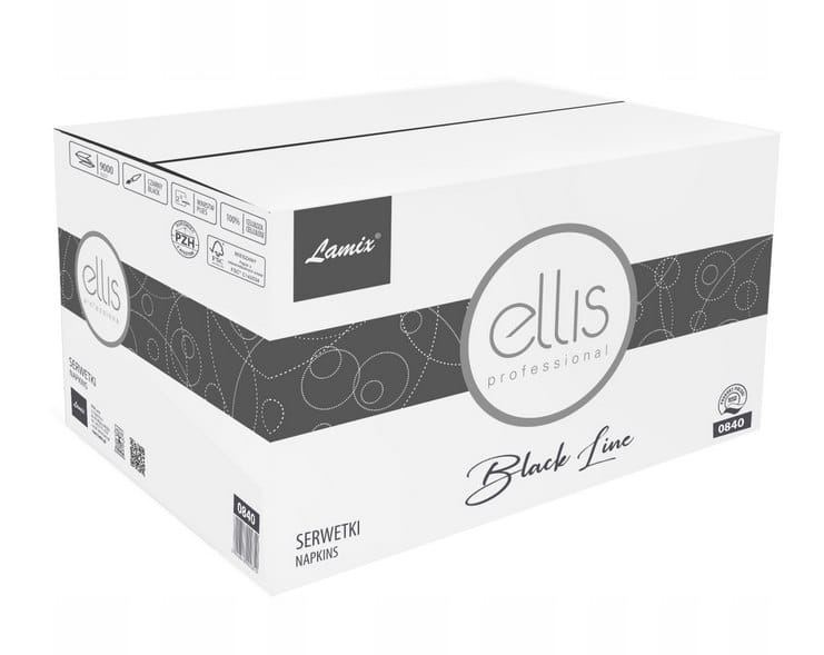 Serwetki do dyspensera Ellis 9000 - czarne; 21*16,5 (11*16,5) 0840  (do sys.N4 )  Black Line