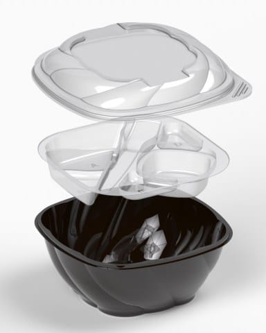 Pucharek 1500ml PET  op.10 szt. sałatkowy z wkładką (góra+dół+wkładka kpl) **