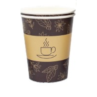 Kubek papier.nadruk  250ml  op.50 szt. (20) śr.80mm powl. - brązowo-beżowy;   Plastic free  0%