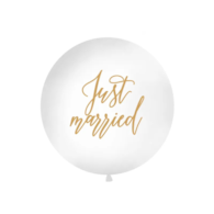 Balon 1m; Just married, biały