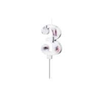 Świeczka cyferka - biała z płatkami kwiatów  3  - 8cm