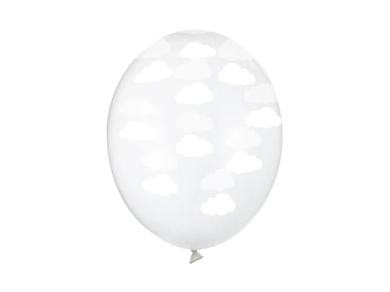 Balon 30cm  op.6 szt. Chmurki, Crystal Clear