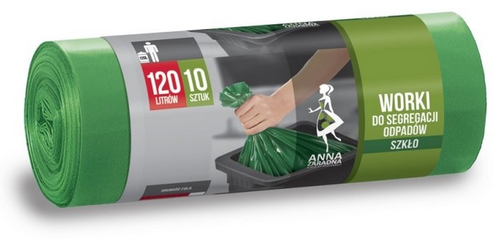 Worki na śmieci LD  120l  op.10 szt. (16) zielone; SZKŁO