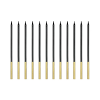 Świeczki urodzinowe; czarne, gładkie 14cm  op.12 szt.