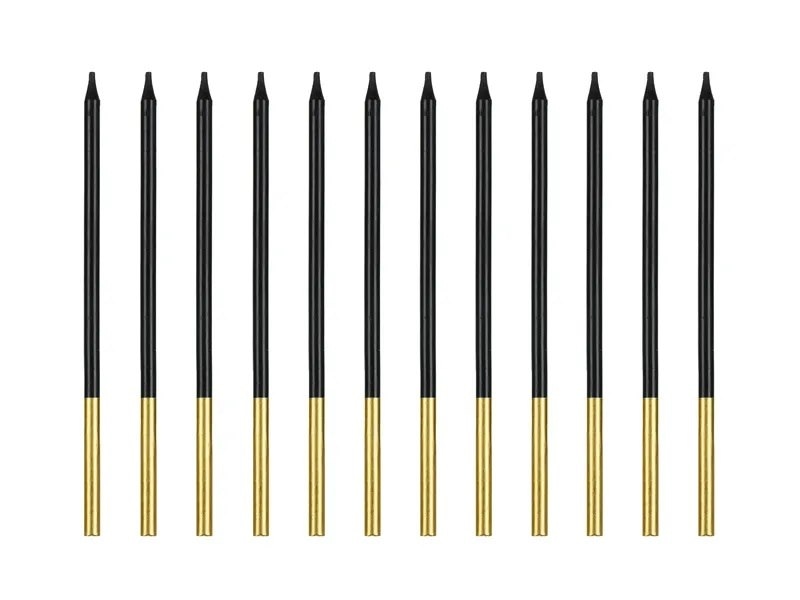 Świeczki urodzinowe; czarne, gładkie 14cm  op.12 szt.