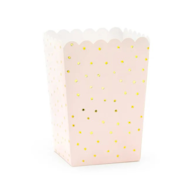 Pudełko na popcorn; kropki 7x7x12,5cm, jasny róż  op.6 szt.