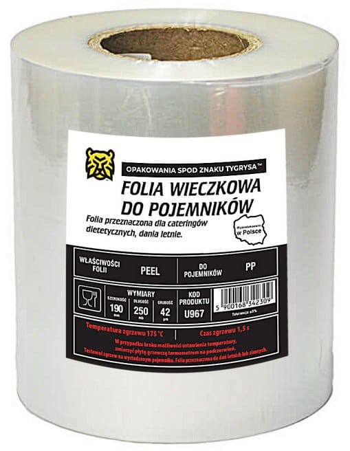 Folia do zgrzewania 185/190mm/250mb/42my; Easy Peel  PP  Catering U967 ++