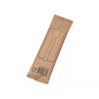 Zestaw sztućców drewno - łyżka + serwetka natural  op.100 szt.  w papierze **