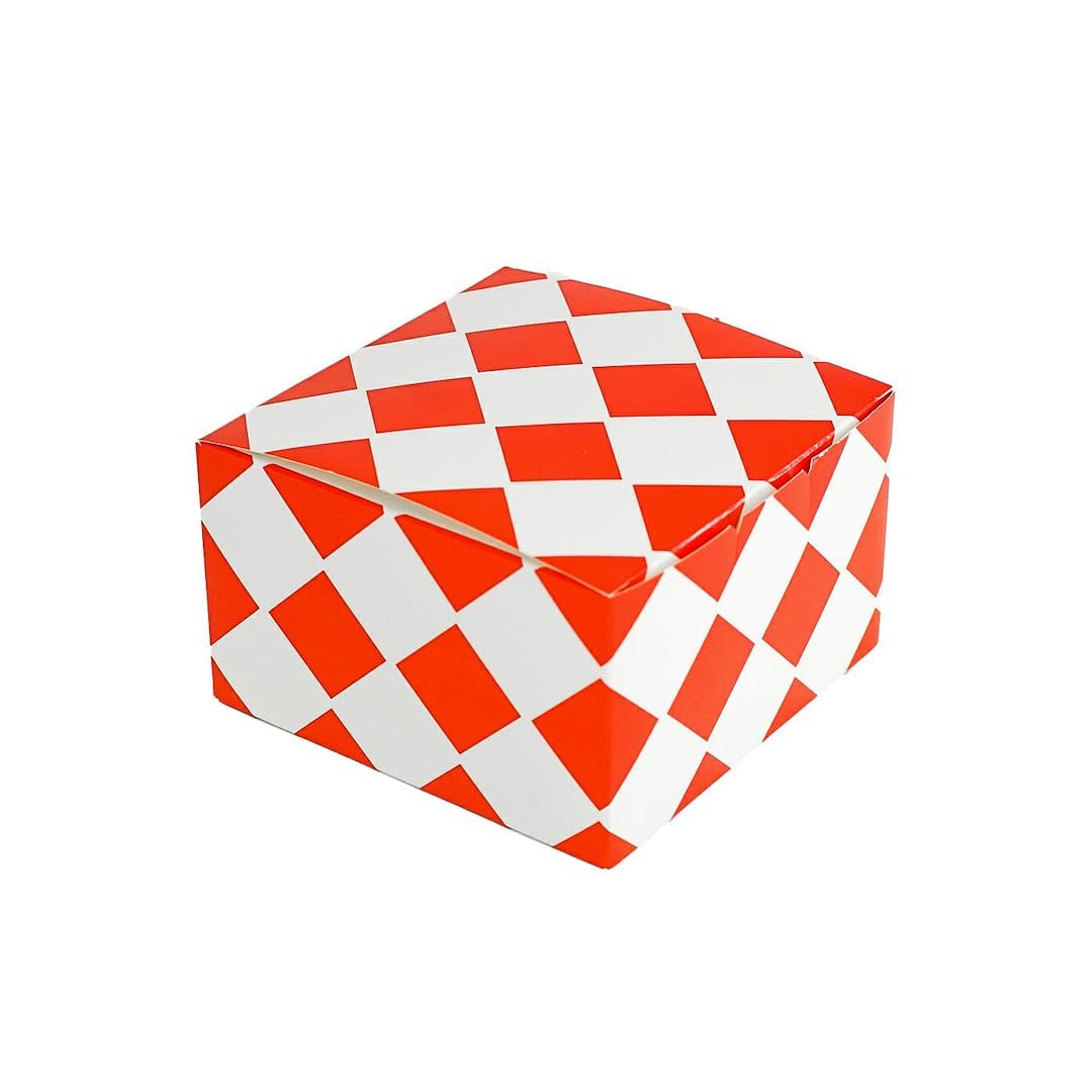 Pudełko Hamburger 13x13x8 cm; duży,  op.100 szt;  czerwona kratka **