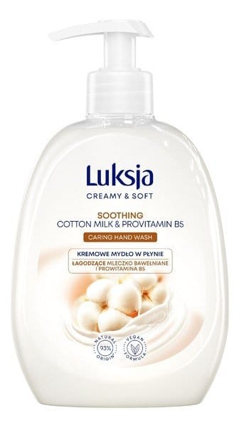 Mydło w płynie - dozownik 0,5l  Luksja Soothing Cotton Milk & Provitamin B5