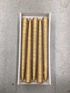 Świeca stożkowa, drapana perłowa biel /złota  op.10 szt.