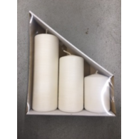 Świeca walec, zestaw 70/100/150/200,perłowa biel /złota drapana **