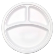 Talerz pulpa 26cm 3-dzielny  biały 50szt.